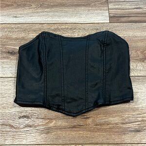 Edikted Black Faux Leather Corset Tube Top Size Medium